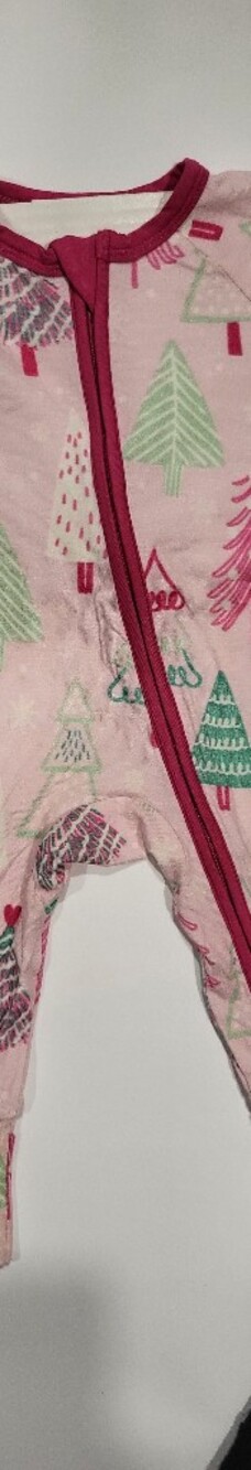 Rare Editions Pink Holiday Tree Print Sleeper Pajamas